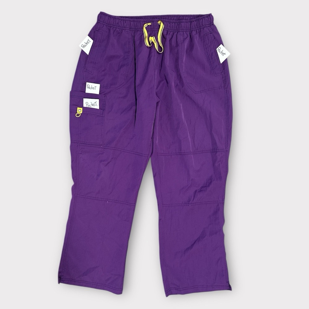 Spread Good Cheer Womens 3X Scrub Pants Purple Pockets Pull On Drawstring‎ Waist